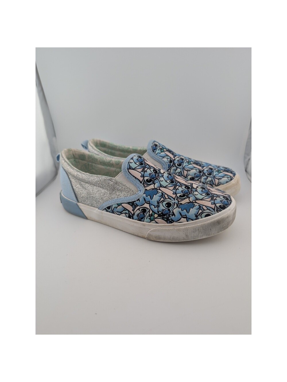 Stitch Girls Size 5 Slip On Canvas Sneakers Lilo And Blue White Shoes Ground Up